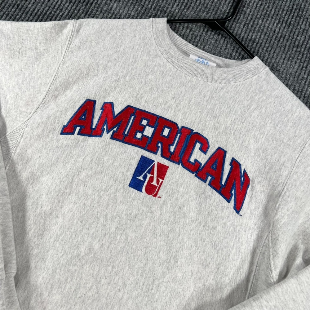 American University Eagles Champion Reverse Weave Sweatshirt Mens Small Gray